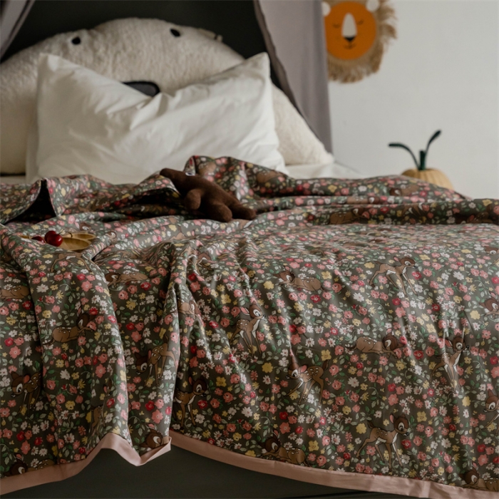 91家纺网 家纺一手货源 找家纺 汇庭 2022新款60sA类长绒棉大豆夏被 鹿卡卡