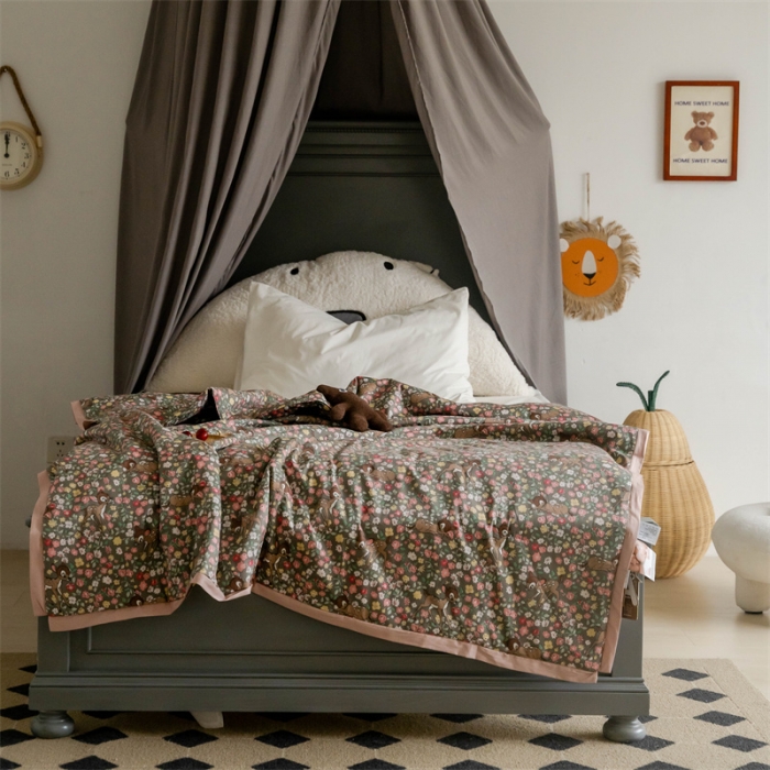 91家纺网 家纺一手货源 找家纺 汇庭 2022新款60sA类长绒棉大豆夏被 鹿卡卡