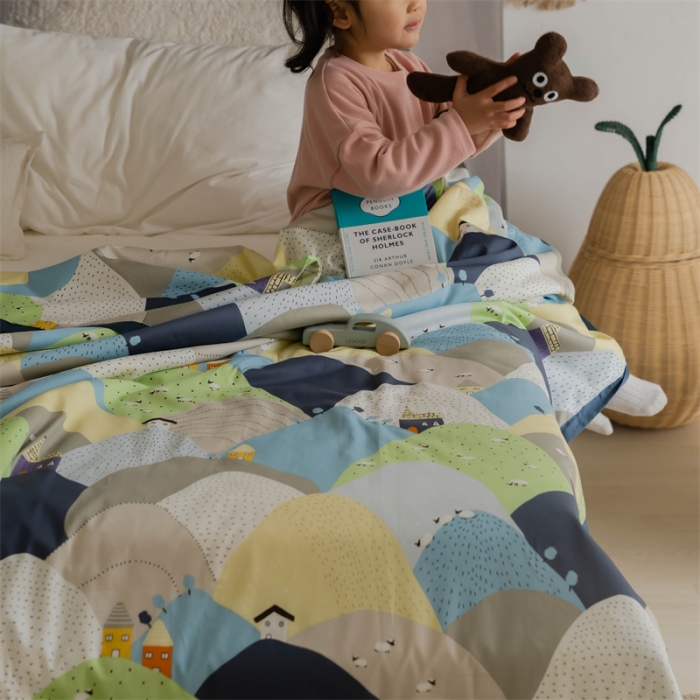 91家纺网 家纺一手货源 找家纺 汇庭 2022新款60sA类长绒棉大豆夏被 洛洛卡