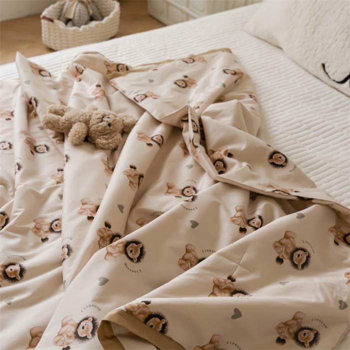 91家纺网 家纺一手货源 找家纺 汇庭 2022新款60sA类长绒棉大豆夏被 萌萌狮