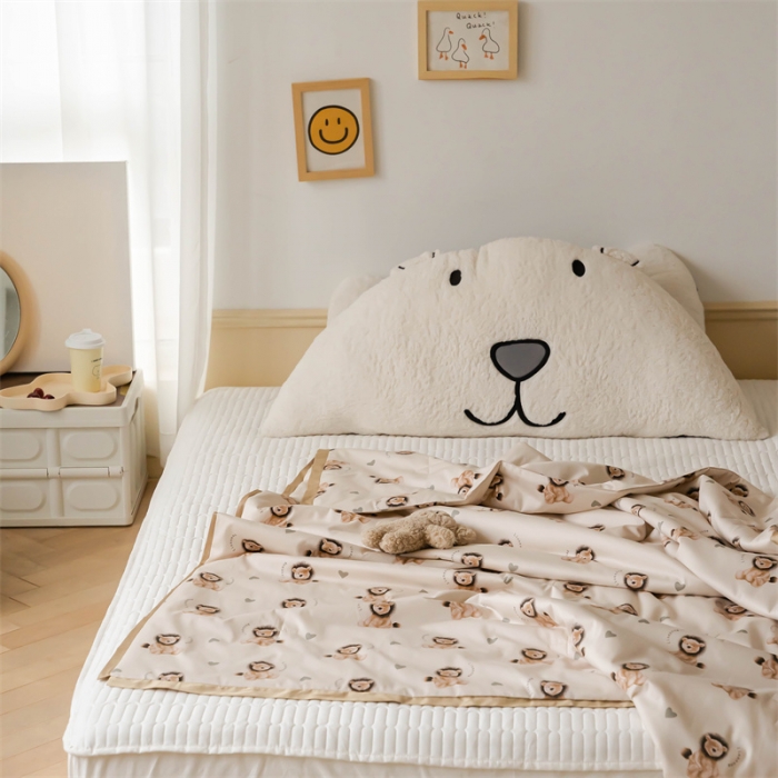 91家纺网 家纺一手货源 找家纺 汇庭 2022新款60sA类长绒棉大豆夏被 萌萌狮