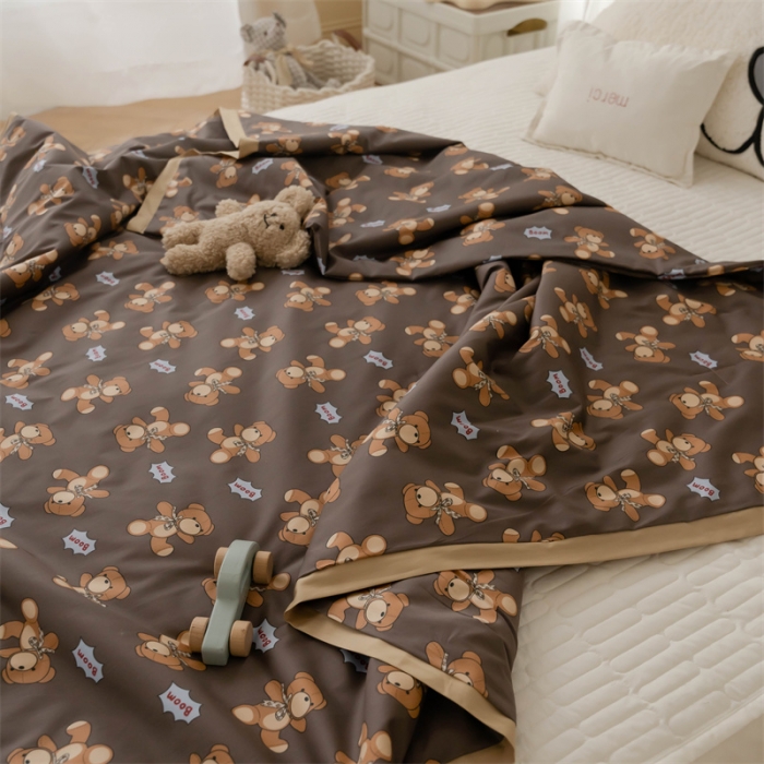 91家纺网 家纺一手货源 找家纺 汇庭 2022新款60sA类长绒棉大豆夏被 皮皮熊