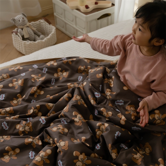 91家纺网 家纺一手货源 找家纺 汇庭 2022新款60sA类长绒棉大豆夏被 皮皮熊