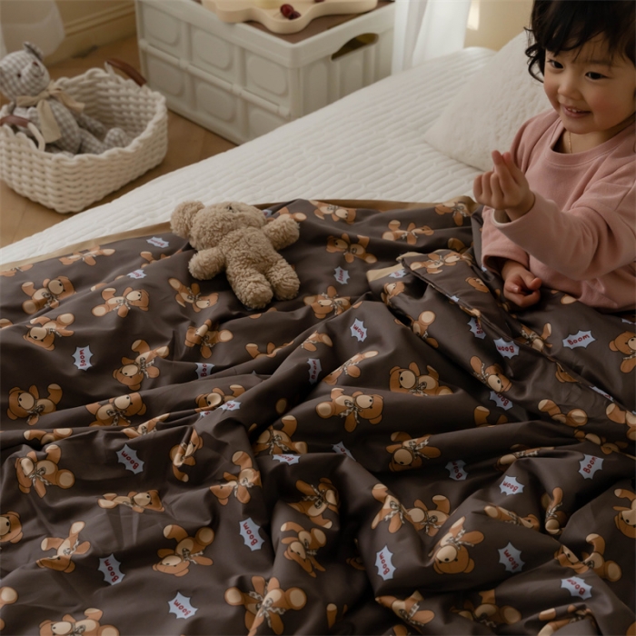 91家纺网 家纺一手货源 找家纺 汇庭 2022新款60sA类长绒棉大豆夏被 皮皮熊