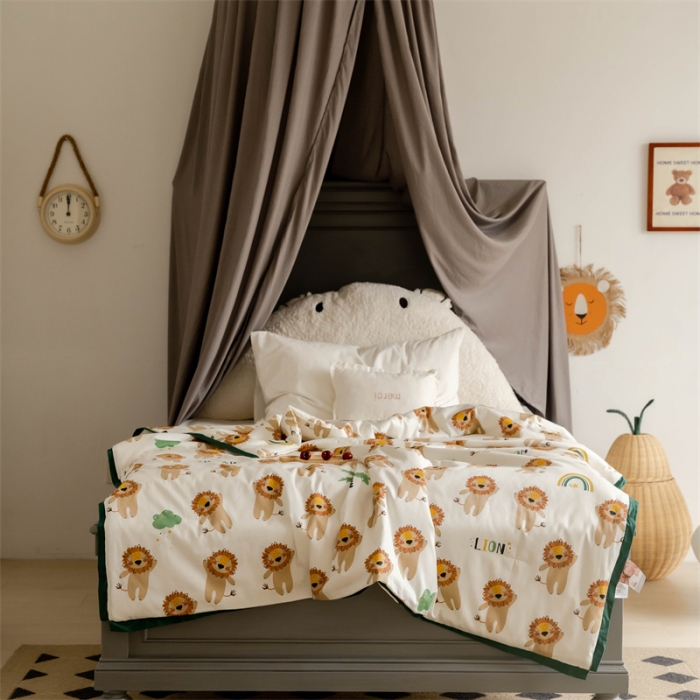 91家纺网 家纺一手货源 找家纺 汇庭 2022新款60sA类长绒棉大豆夏被 跳跳狮子