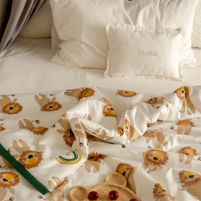 91家纺网 家纺一手货源 找家纺 汇庭 2022新款60sA类长绒棉大豆夏被 跳跳狮子