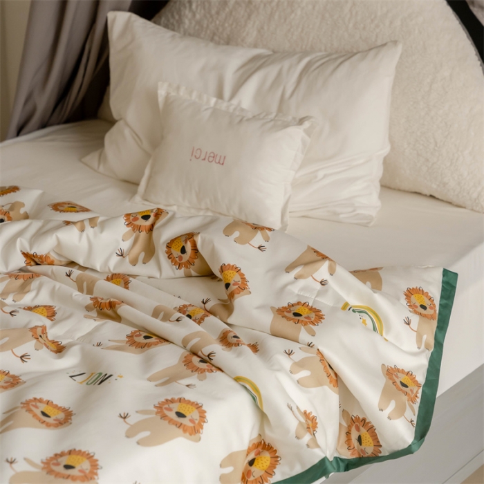 91家纺网 家纺一手货源 找家纺 汇庭 2022新款60sA类长绒棉大豆夏被 跳跳狮子