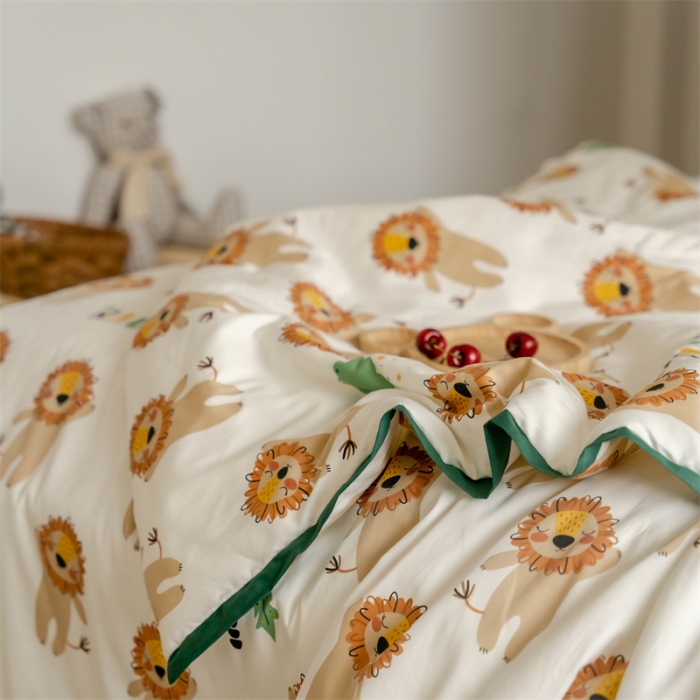 91家纺网 家纺一手货源 找家纺 汇庭 2022新款60sA类长绒棉大豆夏被 跳跳狮子