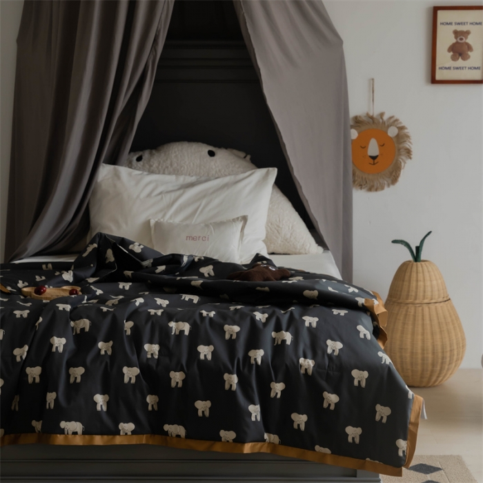 91家纺网 家纺一手货源 找家纺 汇庭 2022新款60sA类长绒棉大豆夏被 象多多