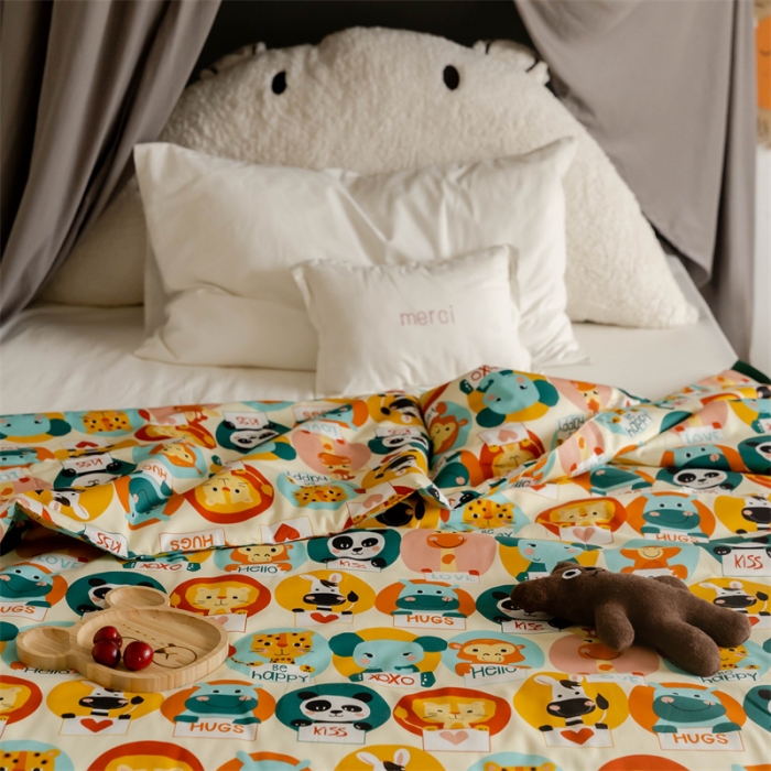 91家纺网 家纺一手货源 找家纺 汇庭 2022新款60sA类长绒棉大豆夏被 熊猫