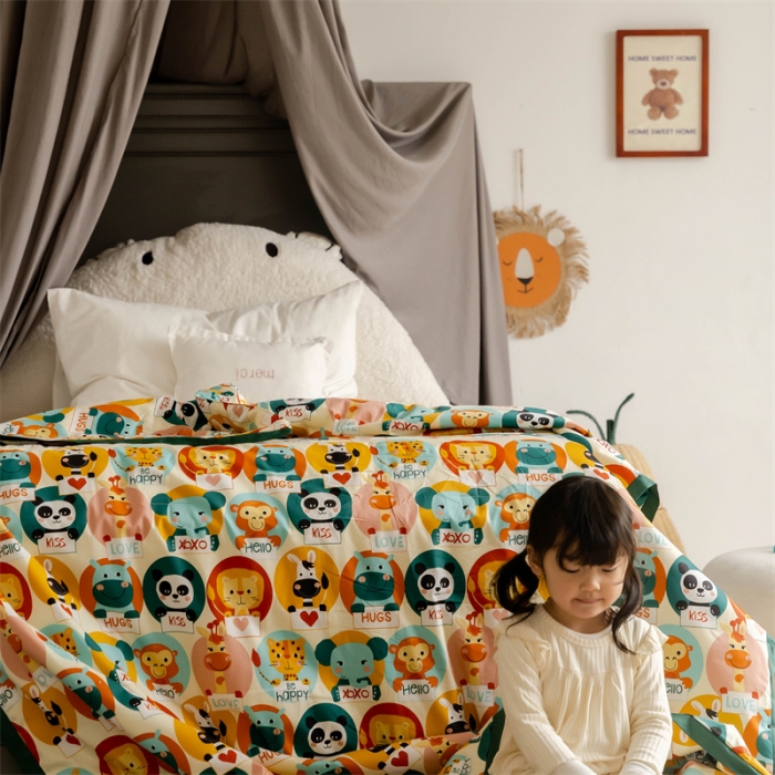 91家纺网 家纺一手货源 找家纺 汇庭 2022新款60sA类长绒棉大豆夏被 熊猫