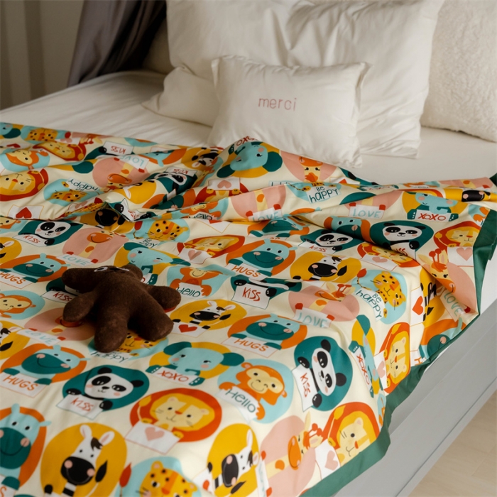 91家纺网 家纺一手货源 找家纺 汇庭 2022新款60sA类长绒棉大豆夏被 熊猫