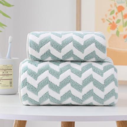 91家纺网 家纺一手货源 找家纺 双梦毛巾 2022新款水纹套巾 绿色毛巾35*75