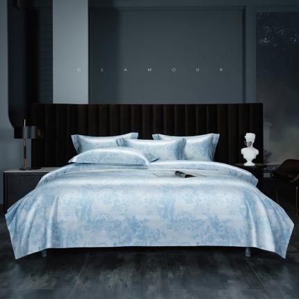 91家纺网 家纺一手货源 找家纺 缔缦 2022新款高端100s长绒棉数码印花系列四件套 图兰朵兰