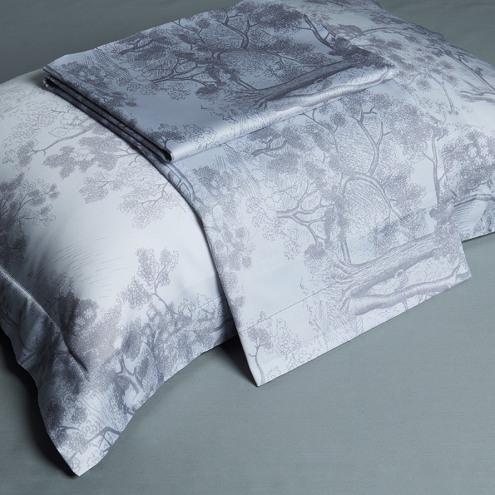 91家纺网 家纺一手货源 找家纺 缔缦 2022新款高端100s长绒棉数码印花系列四件套 图兰朵灰