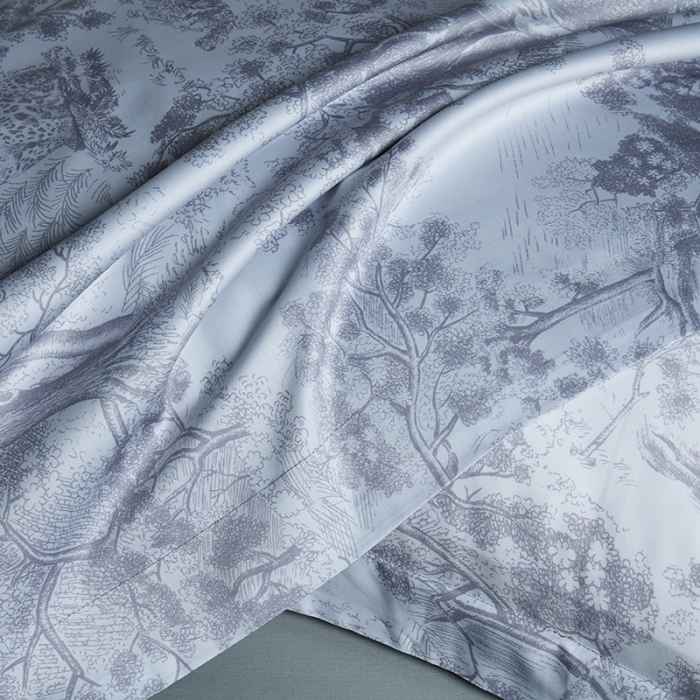 91家纺网 家纺一手货源 找家纺 缔缦 2022新款高端100s长绒棉数码印花系列四件套 图兰朵灰