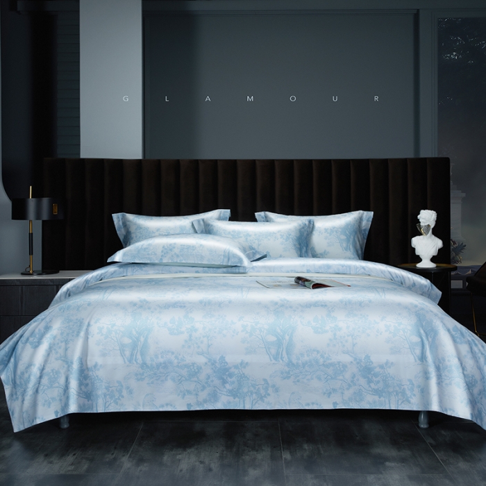 91家纺网 家纺一手货源 找家纺 缔缦 2022新款高端100s长绒棉数码印花系列四件套 图兰朵兰