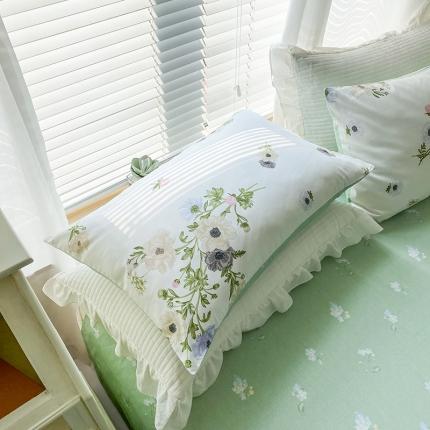91家纺网 家纺一手货源 找家纺 优彩 2022新款全棉13372法式田园风情浪漫碎花单枕套 沁兰