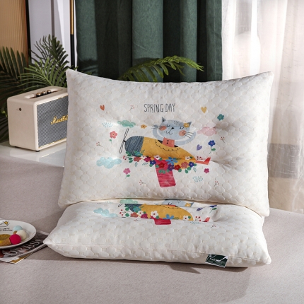91家纺网 家纺一手货源 找家纺 2025新款卡通乳胶枕芯成人儿童碎乳胶颗粒护颈枕头