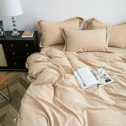 91家纺网 家纺一手货源 找家纺 （总）网客家纺 2024新款全棉华夫格宽边四件套