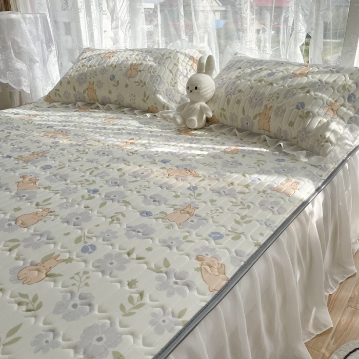 91家纺网 家纺一手货源 找家纺 （总）慕尚家纺 2022新款凉感丝床裙款乳胶凉席