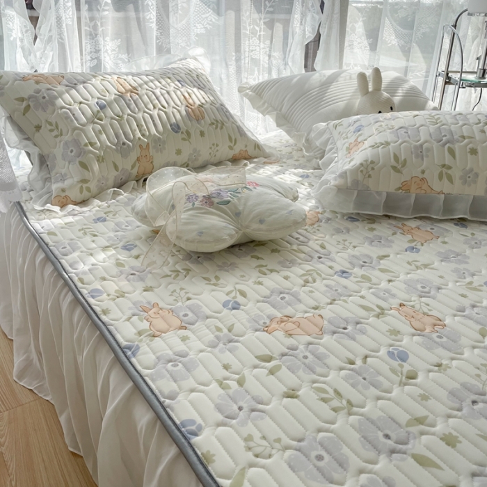 91家纺网 家纺一手货源 找家纺 （总）慕尚家纺 2022新款凉感丝床裙款乳胶凉席