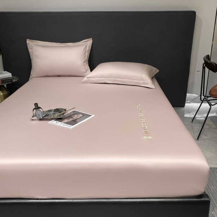 91家纺网 家纺一手货源 找家纺 蓝巢家纺 2022新款100支长绒棉单床笠 山茶花-香叶粉