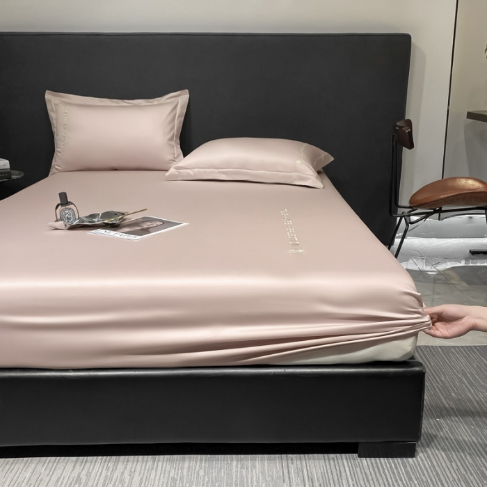 91家纺网 家纺一手货源 找家纺 蓝巢家纺 2022新款100支长绒棉单床笠 山茶花-香叶粉