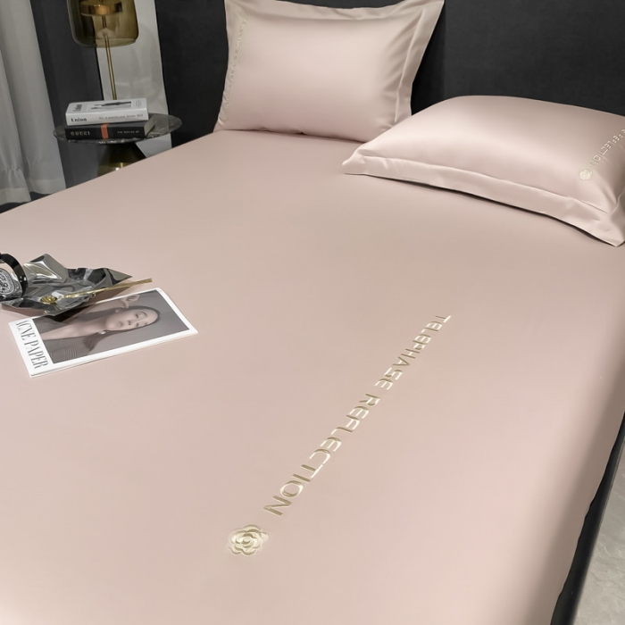 91家纺网 家纺一手货源 找家纺 蓝巢家纺 2022新款100支长绒棉单床笠 山茶花-香叶粉