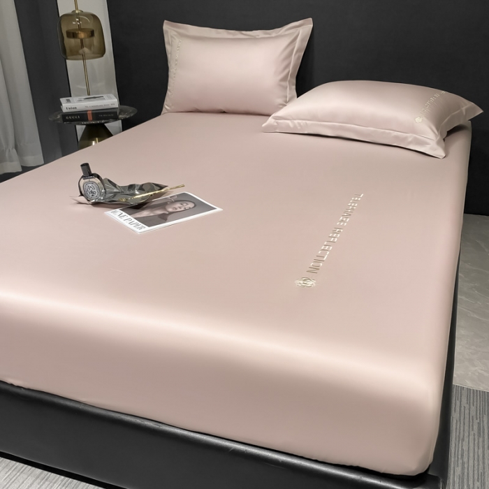 91家纺网 家纺一手货源 找家纺 蓝巢家纺 2022新款100支长绒棉单床笠 山茶花-香叶粉