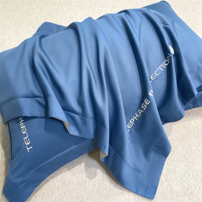 91家纺网 家纺一手货源 找家纺 蓝巢家纺 2022新款100支长绒棉单枕套 山茶花-宾利蓝