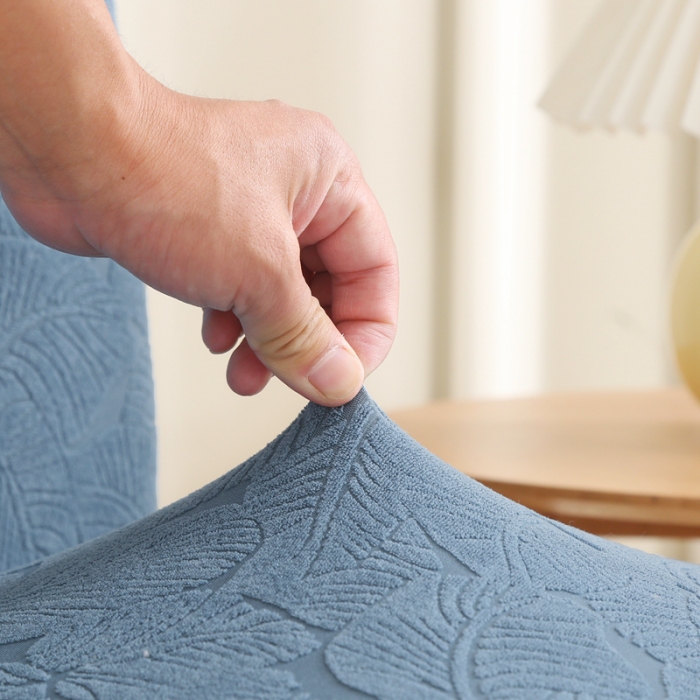 91家纺网 家纺一手货源 找家纺 千彤沙发垫 2022新款小树叶提花椅子套 水蓝