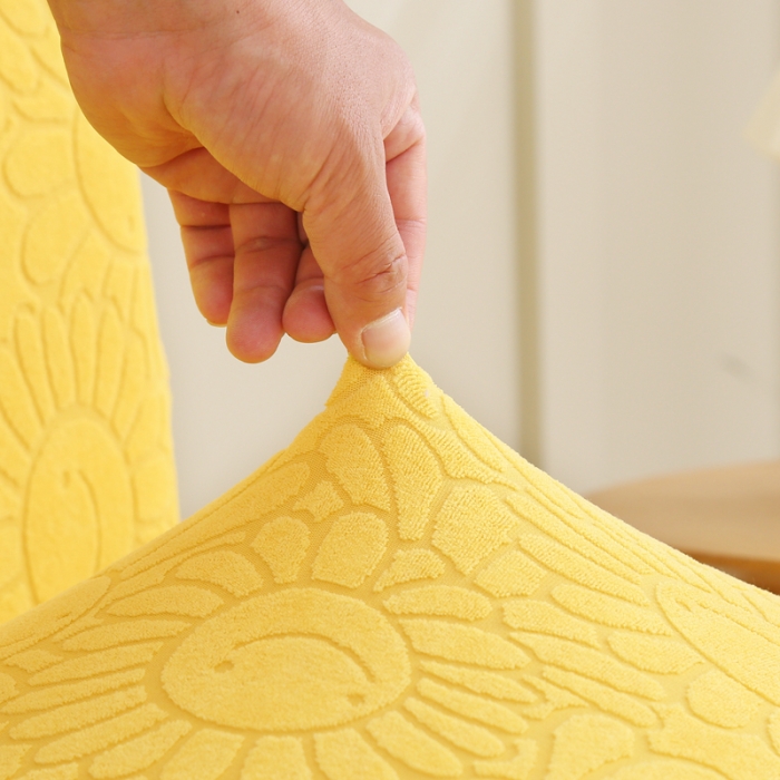 91家纺网 家纺一手货源 找家纺 千彤沙发垫 2022新款太阳花提花椅子套 亮黄