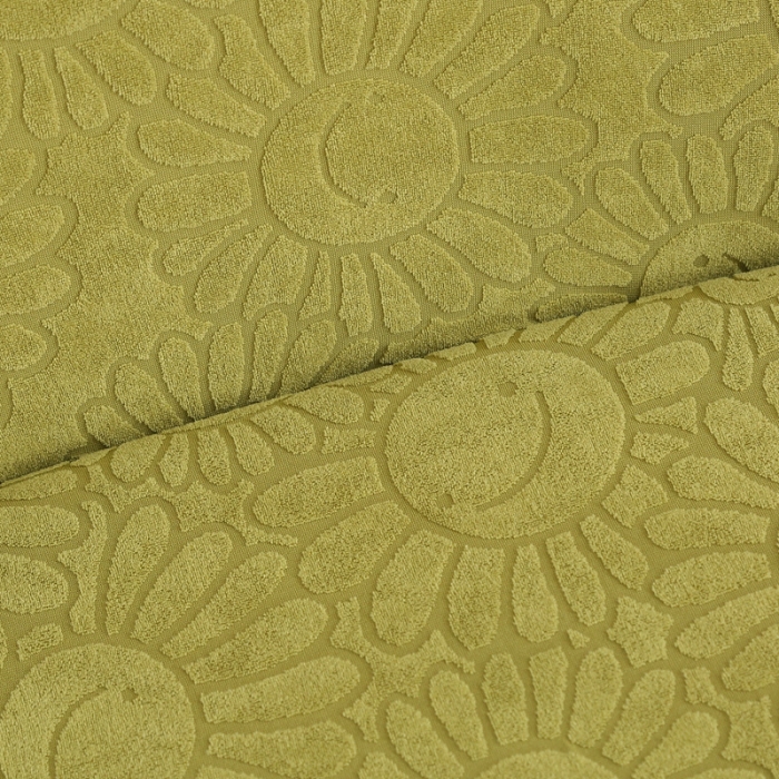 91家纺网 家纺一手货源 找家纺 千彤沙发垫 2022新款太阳花提花椅子套 亮绿