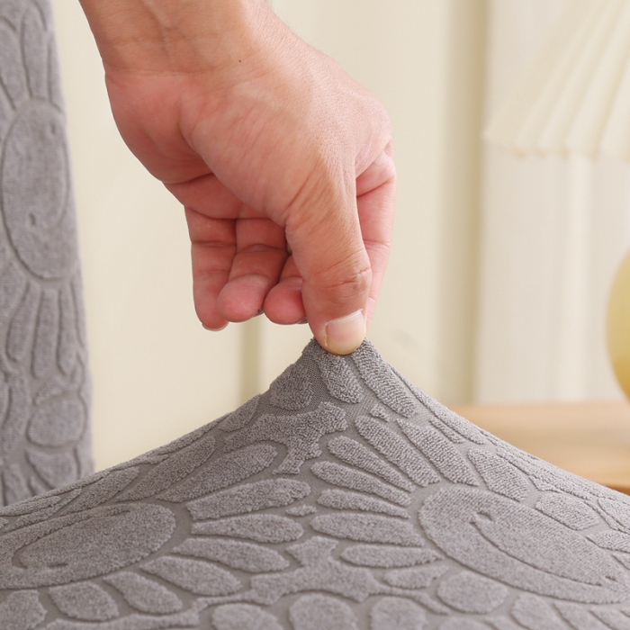 91家纺网 家纺一手货源 找家纺 千彤沙发垫 2022新款太阳花提花椅子套 浅灰