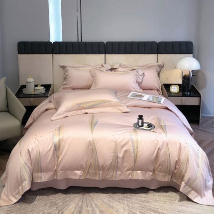 91家纺网 家纺一手货源 找家纺 爱缦 2022新款100支长绒棉四件套-星彩系列 仙女粉