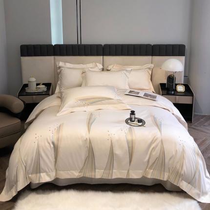 爱缦 2022新款100支长绒棉四件套-星彩系列 奶油白