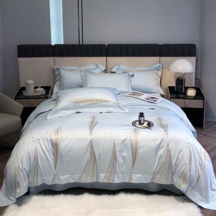 爱缦 2022新款100支长绒棉四件套-星彩系列 水波蓝