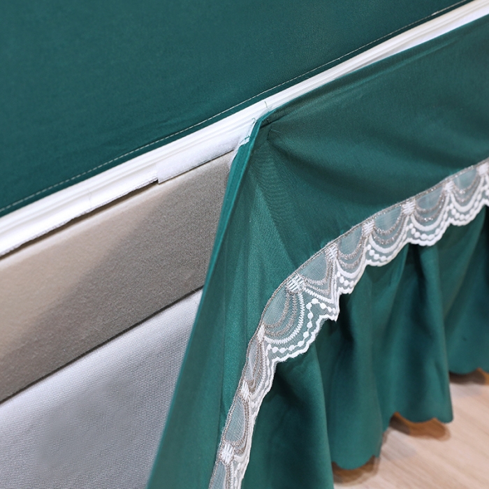 91家纺网 家纺一手货源 找家纺 艾晶美 2022新款双拼坐床布帘蚊帐（配加厚烤漆支架）森林绿