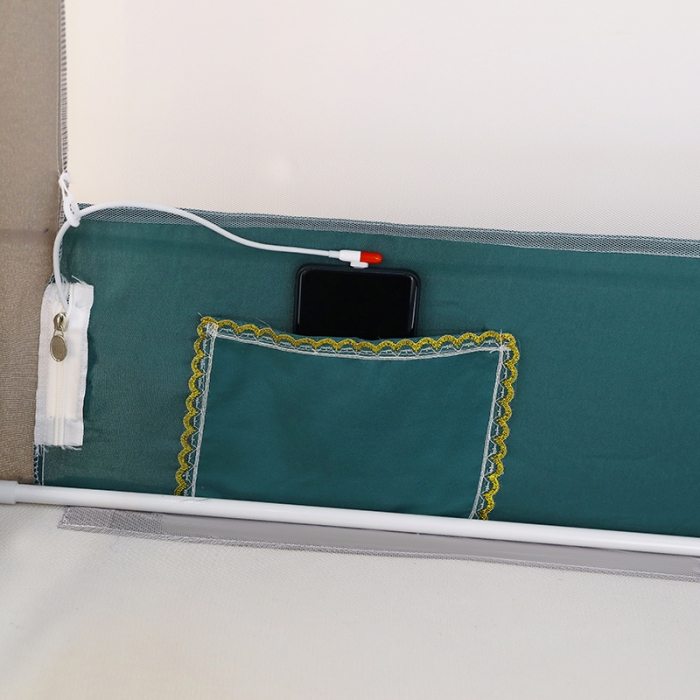 91家纺网 家纺一手货源 找家纺 艾晶美 2022新款双拼坐床布帘蚊帐（配加厚烤漆支架）森林绿