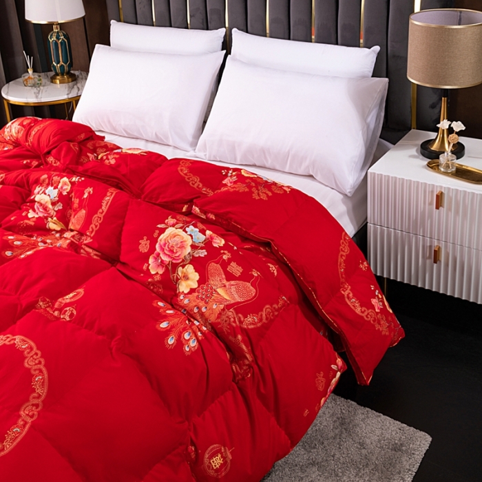 91家纺网 家纺一手货源 找家纺 （总）锦瑞羽绒 2024新款全棉婚庆印花羽绒被