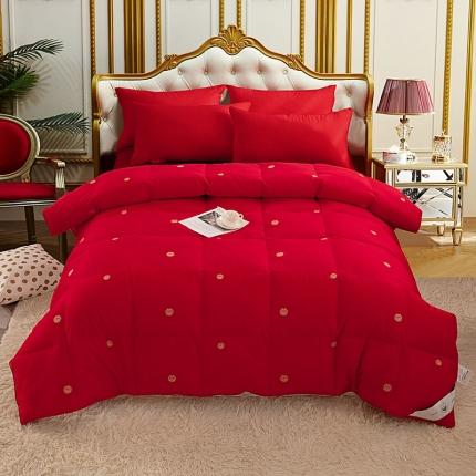 91家纺网 家纺一手货源 找家纺 （总）锦瑞羽绒 2024新款100支全棉提花大红剪花羽绒被