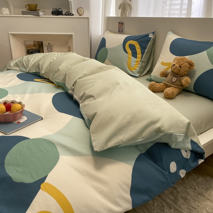 91家纺网 家纺一手货源 找家纺 吉象 2022新款全棉活性印花四件套-北欧风系列 悉尼-绿