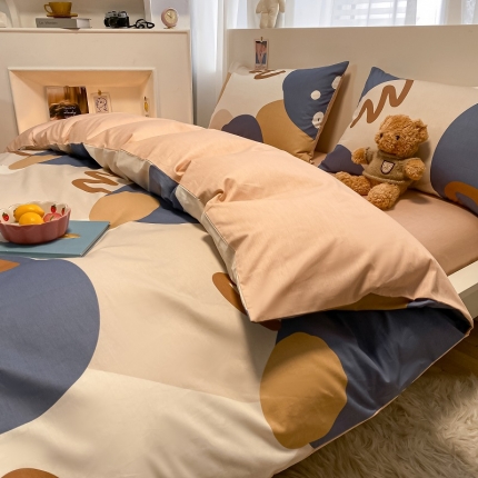 吉象 2022新款全棉活性印花四件套-北欧风系列 悉尼-豆沙