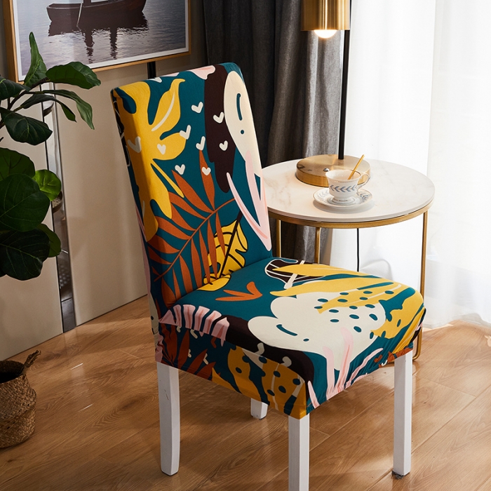 91家纺网 家纺一手货源 找家纺 逐日沙发套 2023新款牛奶丝印花椅套 梵叶