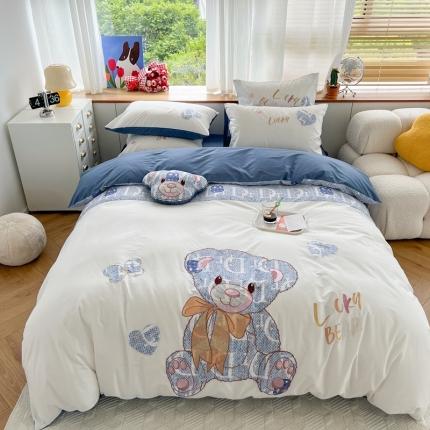 91家纺网 家纺一手货源 找家纺 （总）柚子 2022新款纯棉工艺刺绣四件套（送同款图上抱枕）