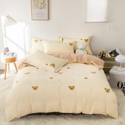 91家纺网 家纺一手货源 找家纺 栩裕纺织 2022新款水洗棉四件套-小熊系列 熊小熊