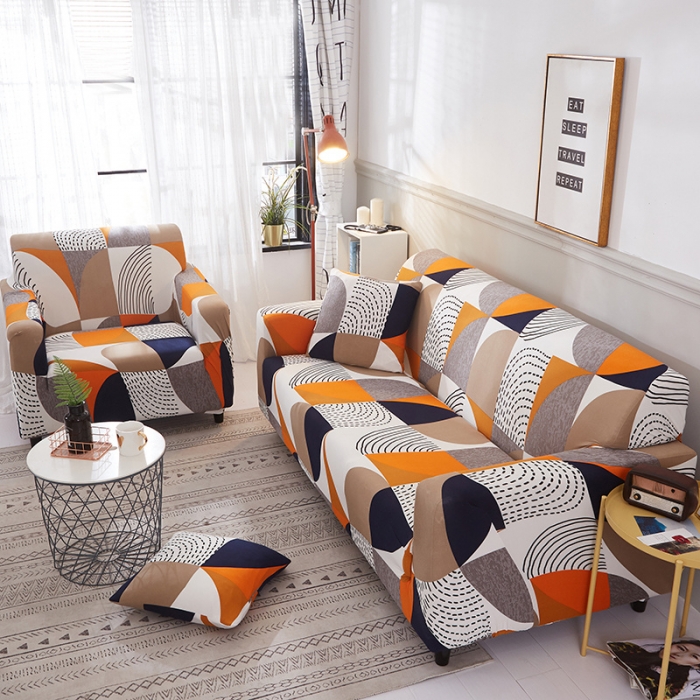 91家纺网 家纺一手货源 找家纺 逐日沙发套 2023新款牛奶丝印花沙发套 几何