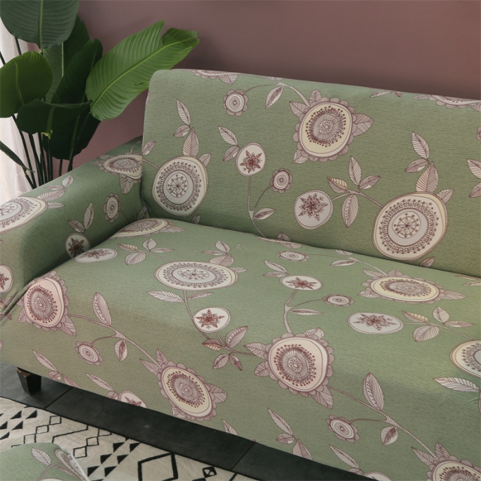 91家纺网 家纺一手货源 找家纺 逐日沙发套 2023新款牛奶丝印花沙发套 绿茵