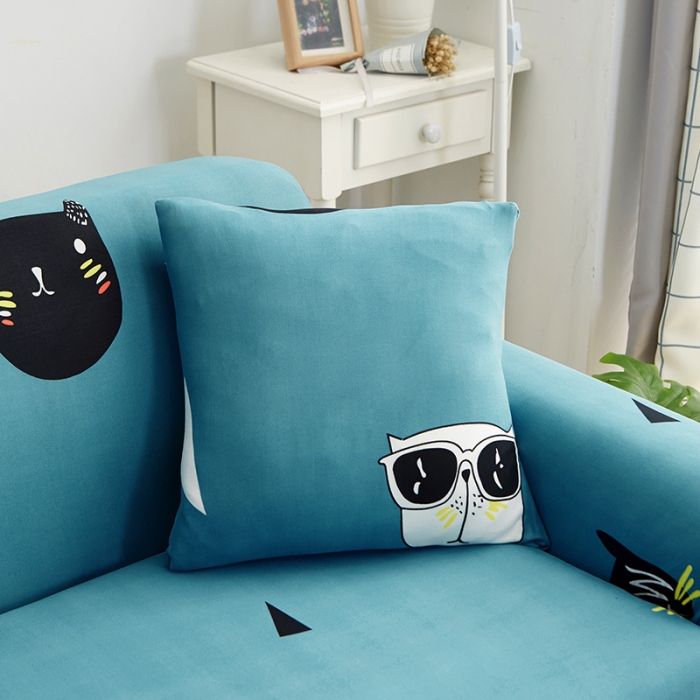 91家纺网 家纺一手货源 找家纺 逐日沙发套 2023新款牛奶丝印花沙发套 猫狗保镖